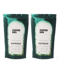 REFRESH COFFEE POWDER (PACK OF 2 - 60% coffee 40% Chicory (200gm each)| Medium to Dark Roast | South Indian Filter Coffee | Fresh from Chikmagalur factory