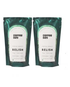 RELISH COFFEE POWDER (PACK OF 2 # 200gm each)  70% Coffee & 30% Chicory, Medium to Dark Roast | South Indian Filter Coffee Powder| Freshly Roasted Ground Coffee Powder from Chikmagalur estates